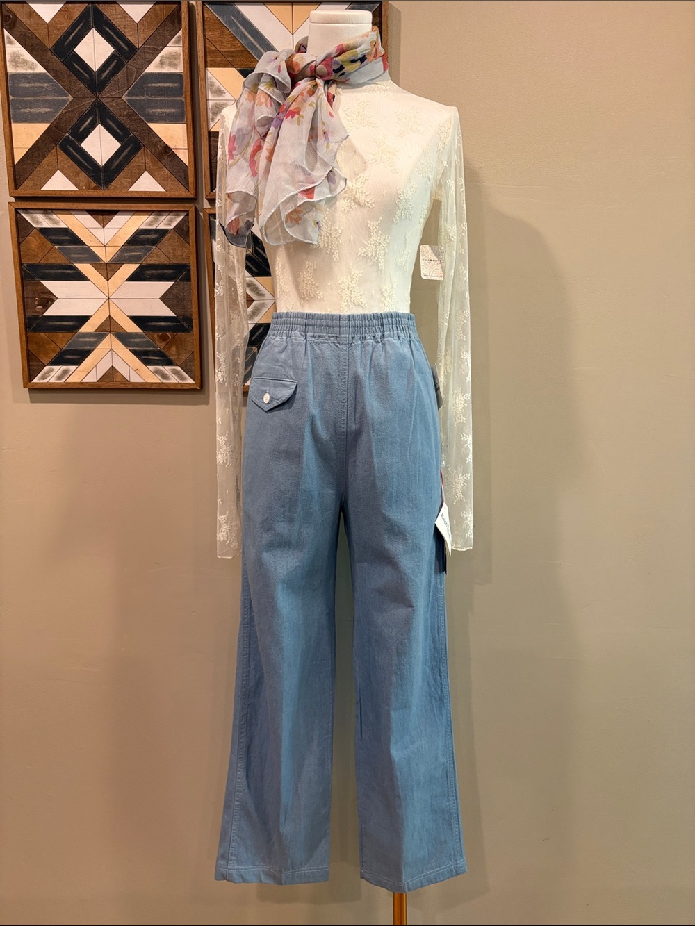 Vintage Ralph Lauren Blue Label 80s Light Wash Denim Trousers XS / Small NWT